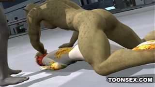 3D Cartoon Alien Vixen Getting a Double Teaming