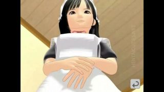 3D hentai maid licking a hard penis