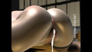 Stockinged busty 3D hentai whore gives BJ