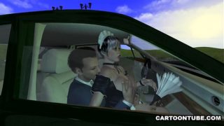 Busty 3D cartoon maid getting fingered and fucked