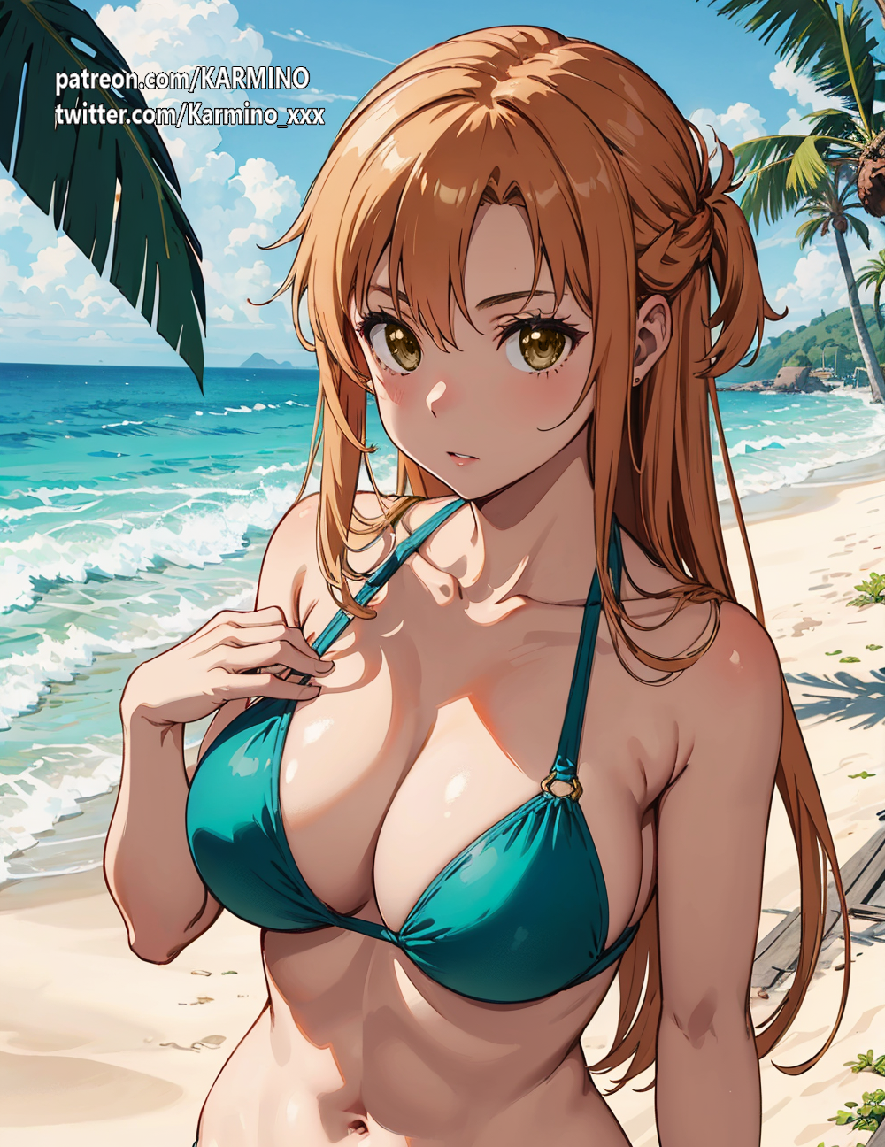 Anime - 1girl ai generated anime anime style beach big breasts - Anime