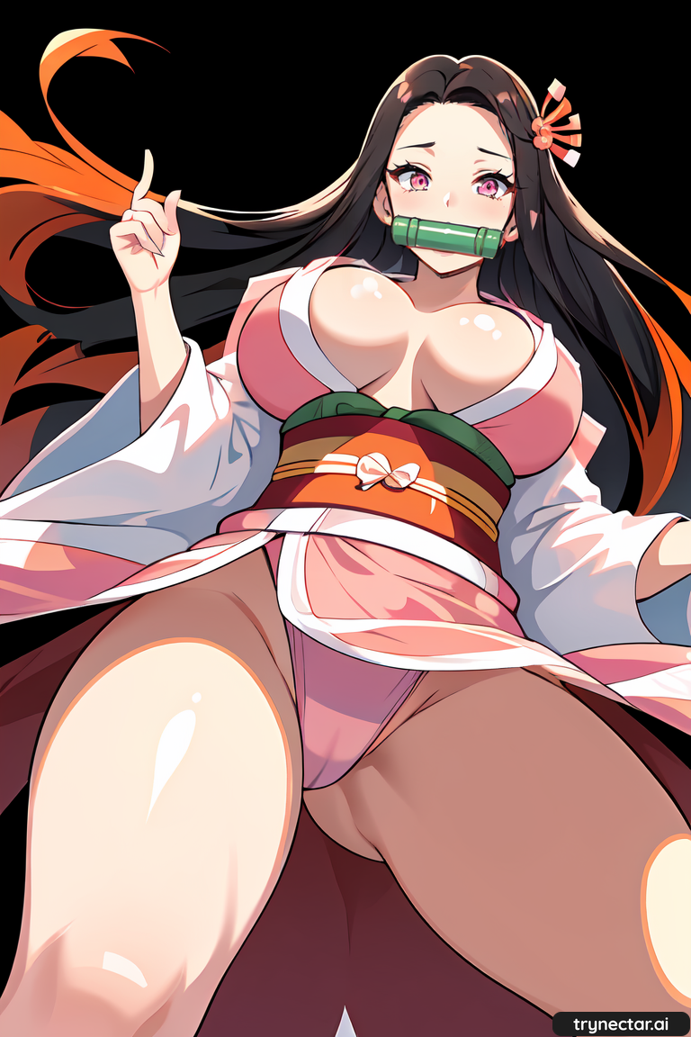 1girl 1girl 1girl ai ai_generated anime breasts demonslayer hentai kimetsu_no_yaiba multicolored_hair nezuko_kamado nude nude series