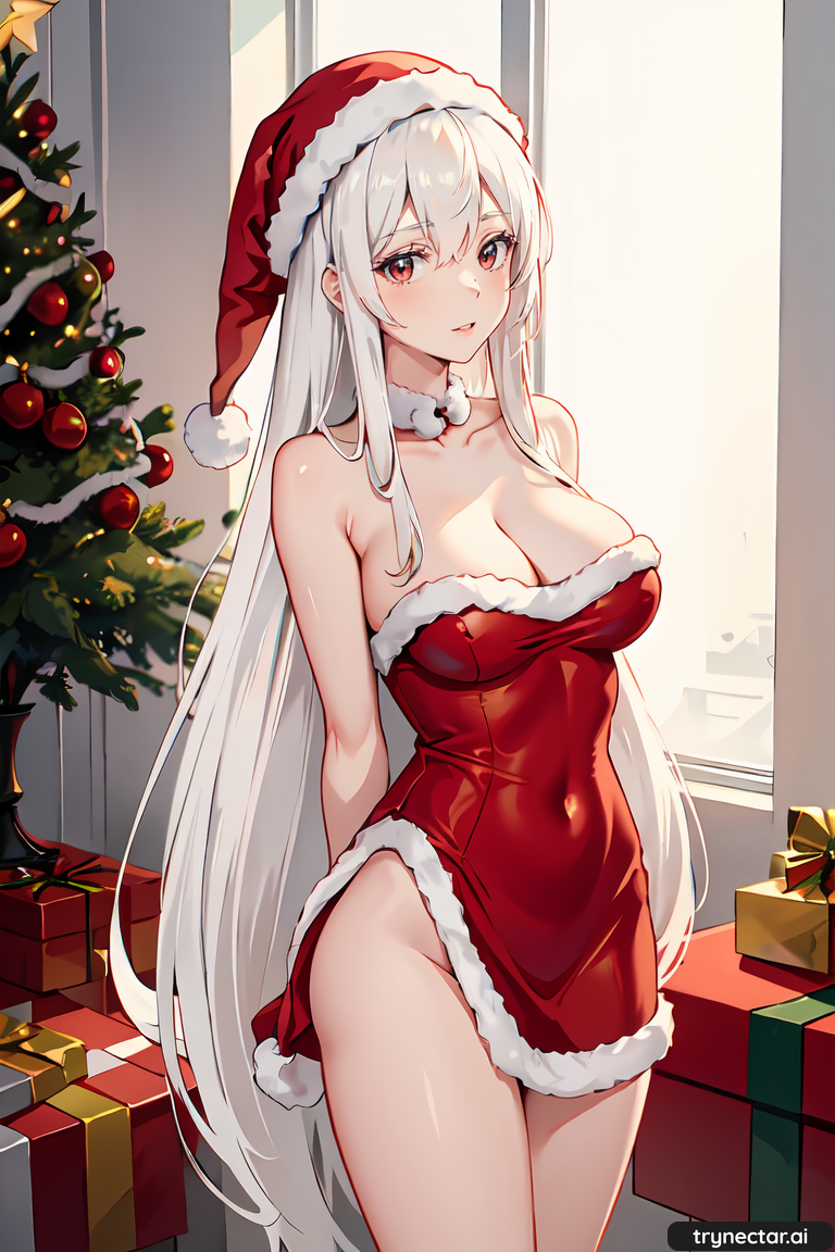 ai ai_generated anime echidna echidna_(re:zero) re_zero santa_costume santa_hat