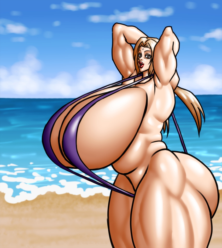 anime beach bikini blonde_hair brown_eyes cleavage fair-skinned_female forehead_jewel forehead_mark gigantic_ass gigantic_breasts hairband headband hourglass_figure huge_breasts jewelry kimono kumogakure_symbol long_hair naruto naruto_shippuden negoto_(nego6) ninja_headband pale_skin pupilless_eyes qipao tsunade tsunade_senju twin_tails voluptuous voluptuous_female yellow_hair yukata