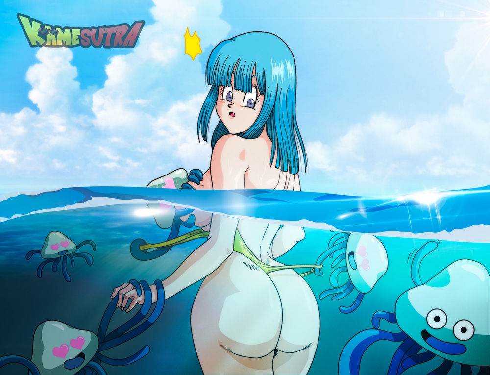 1girl anime aqua_eyes aqua_hair big_breasts breasts dragon_ball dragon_ball_z female_focus high_res human jellyfish maron maron_(dragon_ball_z) naughty_turtle patreon patreon_paid patreon_reward solo_female