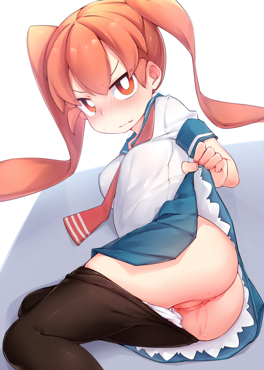 anime blushing donedone nude_female orange_eyes orange_hair pussy ueno-san ueno_san_wa_bukiyou